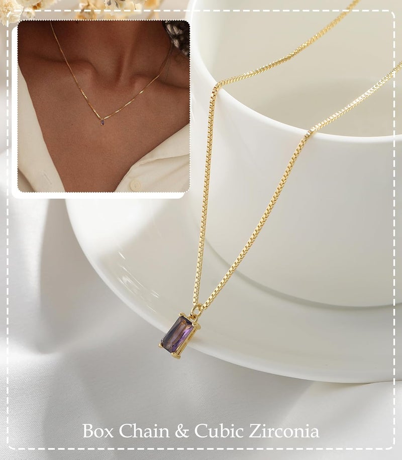FUNEIA Diamond Necklaces for Women 14K Gold Plated Emerald Birthstone Necklace for Women Mothers Dainty Gold Necklace Blue Green Cubic Zirconia Pendant Necklace Birthday Gifts for Women Jewelry - Image 3